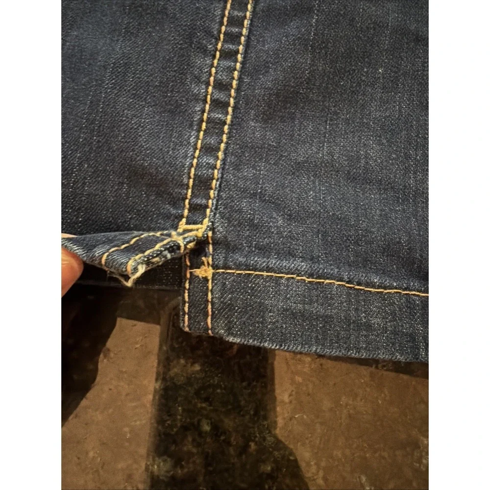 Wrangler‎ Dark Denim Skirt Sz 7 Knee Length Rodeo Cowgirl Modest Cowboy Stretch
